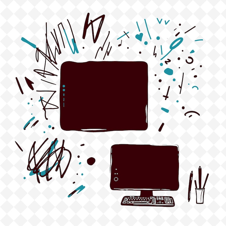 PSD set di 4 illustrazioni vettoriali in grassetto e spesse su sfondo bianco png