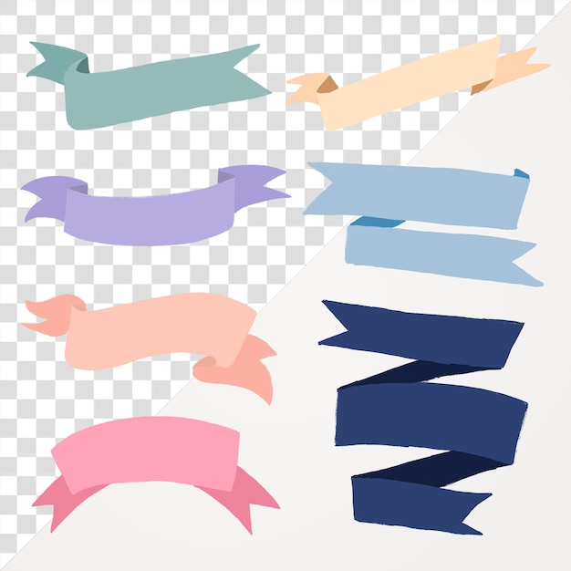 Set di adesivi PNG pastel con striscione a nastro