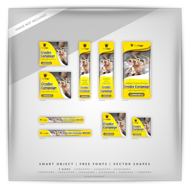 Set di banner di Google Marketing aziendale