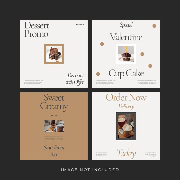 PSD set di banner post instagram cibo moderno minimalista
