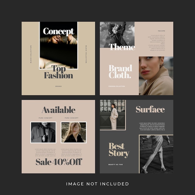 Set di banner post instagram moda moderna minimalista