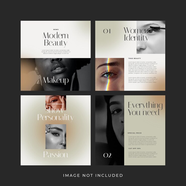 Set di banner post instagram trucco moderno minimalista