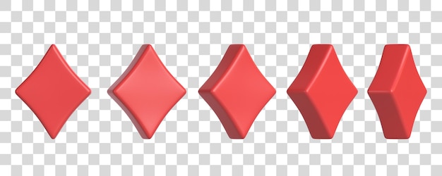 Set di carte di assi simboli isolati su sfondo bianco icona di diamante 3D render illustrazione