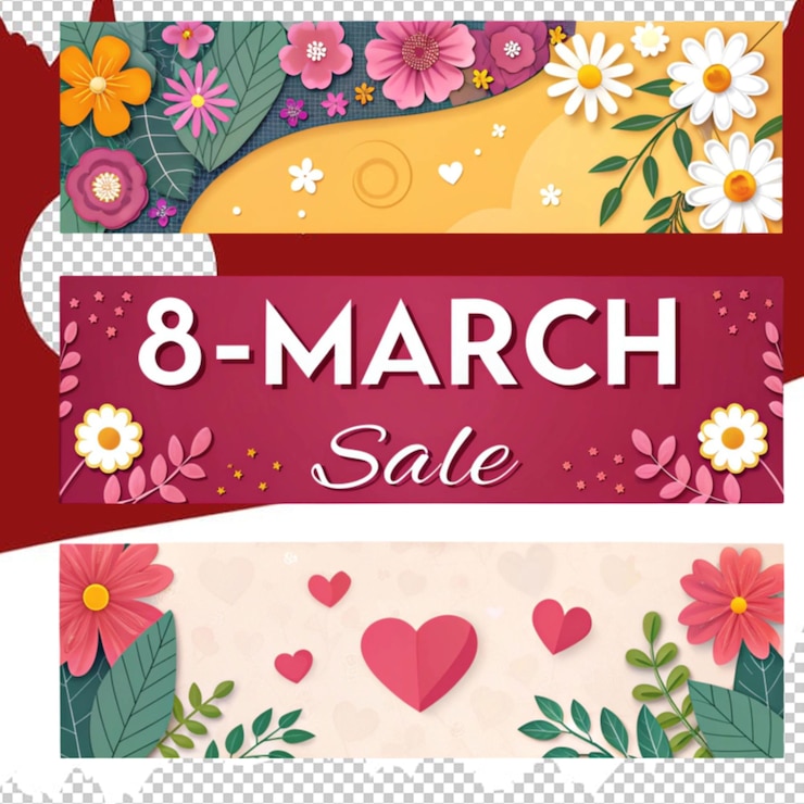 PSD set di collezione di banner per la vendita dell'8 marzo