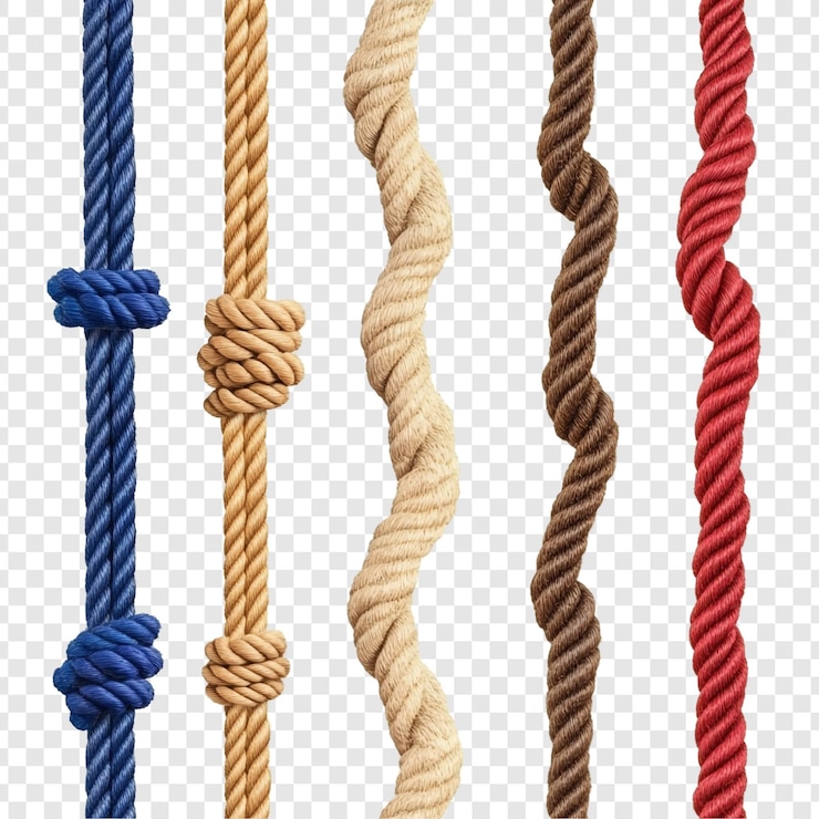 PSD set di corde colorate con nodi