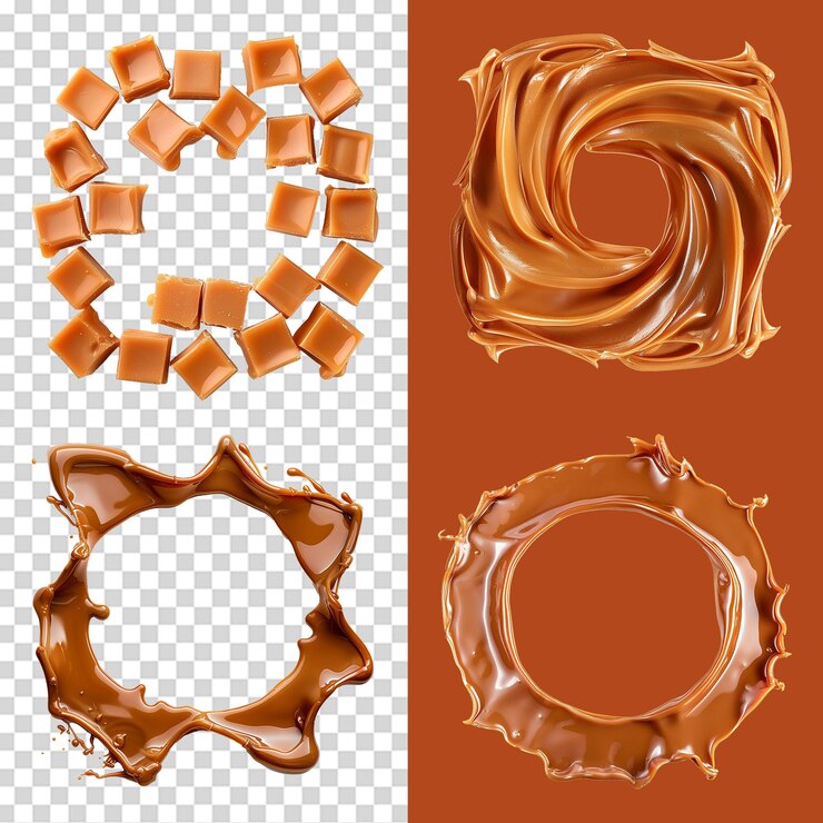 PSD set di cornici di caramello isolate su uno sfondo trasparente
