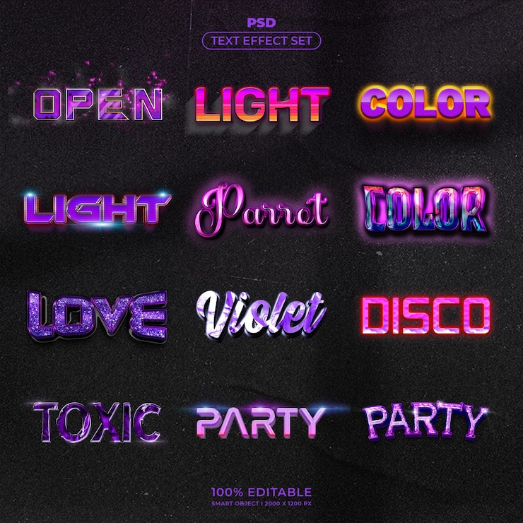 PSD set di effetti di testo psd