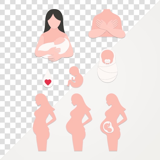 Set di elementi di design per l'artigianato di carta per donne in gravidanza e bambini