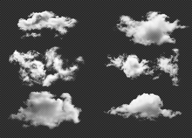 SET di elementi di nuvola realistica nuvola trasparente nuvola ultra realistica file PSD 300dpi