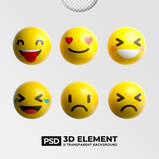 Set di emoji 3D di reazione sui social media