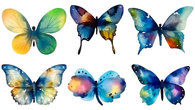 set di farfalle dell'acquerello colorato