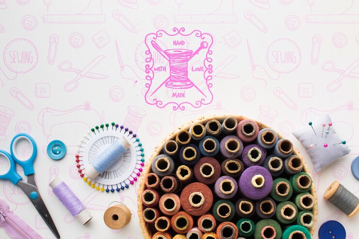 PSD set di fili per cucire mock-up