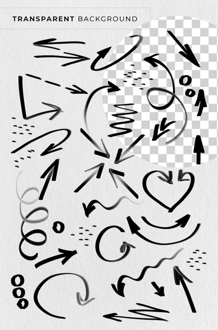 PSD set di frecce disegnate a mano