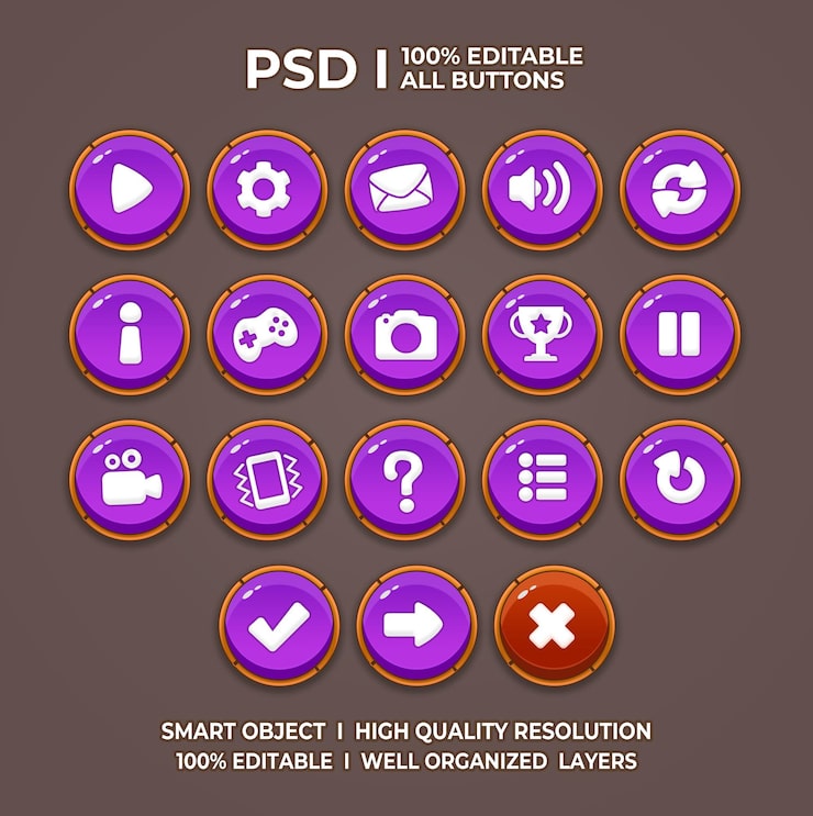 PSD set di gioco ui game ui set game ui button game button game ui psd game ui template icona del gioco