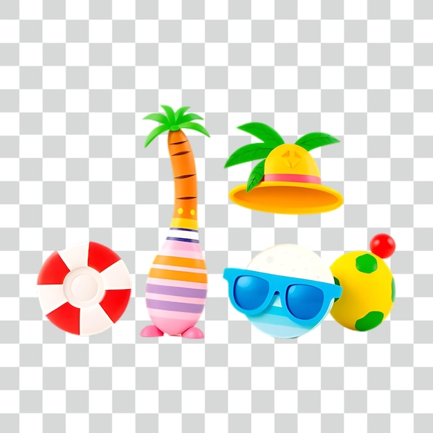 Set di icone 3D Vacanze sulla spiaggia