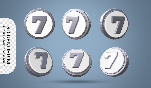 Set di icone numero 7 rendering 3d sfondo trasparente