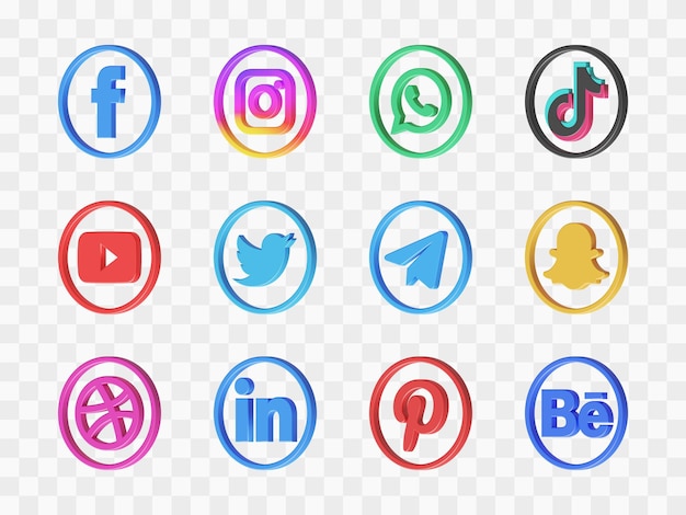 Set di icone social media 3D