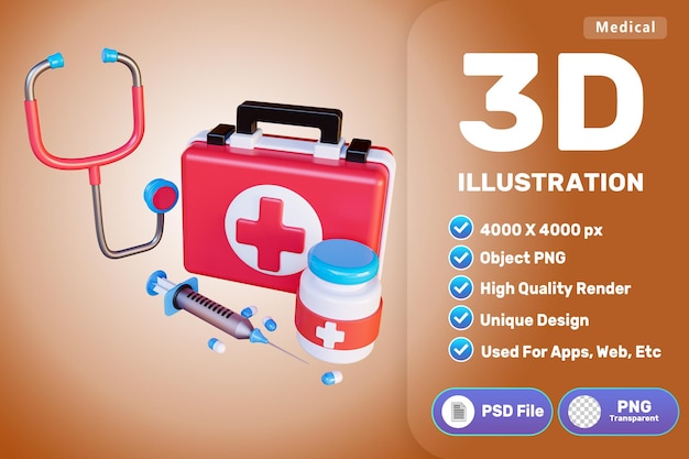 Set di kit medico 3D di alta qualità
