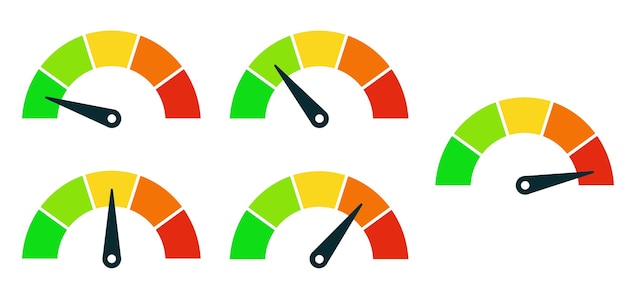 Set di misuratori di prestazioni colorati con ago indicatore