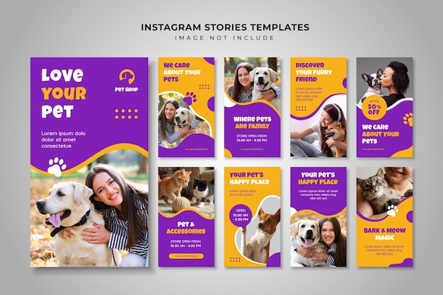 Set di modelli di storie di Instagram per animali domestici