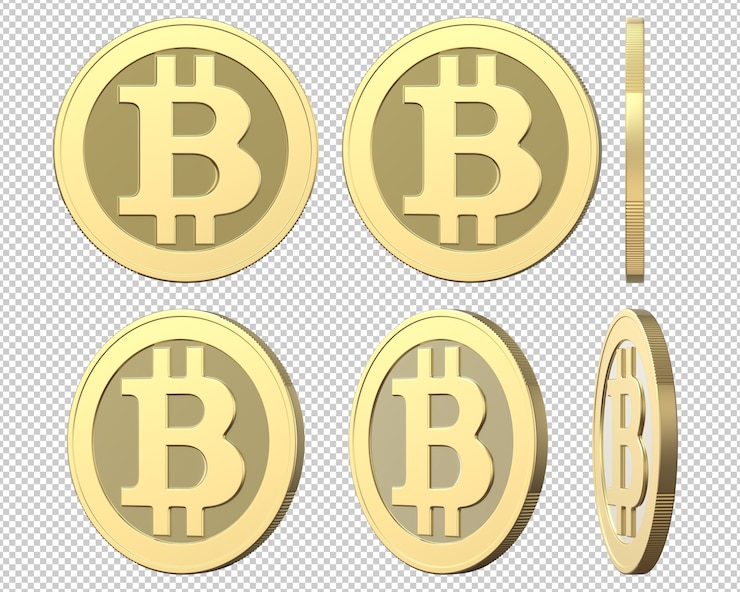 PSD set di monete d'oro con segno bitcoin