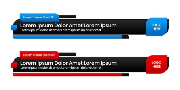 set di nero terzo inferiore per le ultime notizie titolo design etichetta design trasparente blu rosso