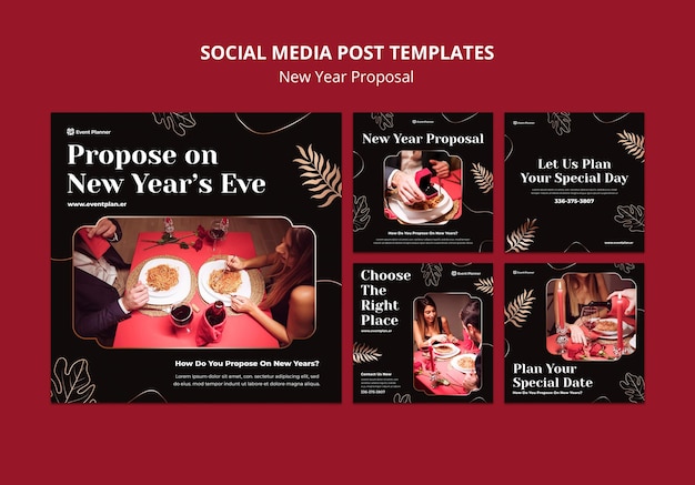 Set di post ig festivo di capodanno
