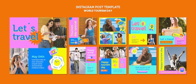 Set di post instagram della giornata mondiale del turismo