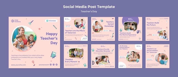 Set di post instagram per il giorno dell'insegnante