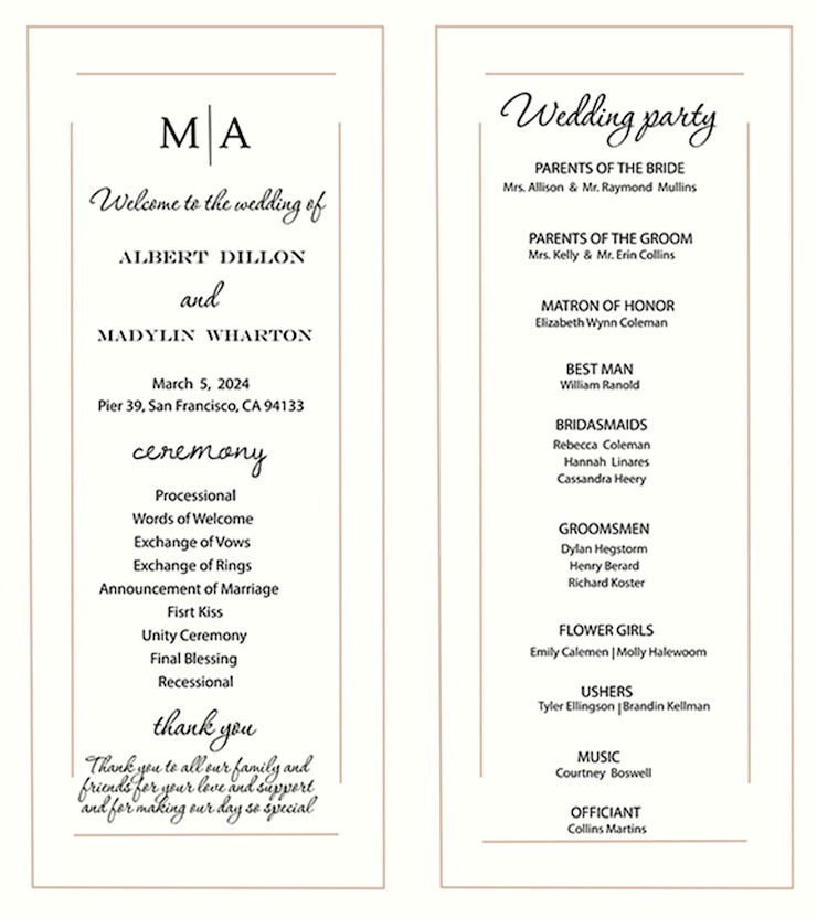 PSD set di programmi di monogrammi per matrimoni classici e chic