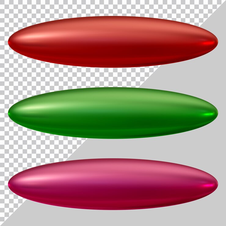 PSD set di pulsanti di forma ovale in rendering 3d