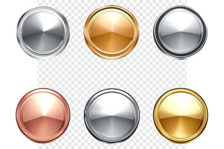 PSD set di sei distintivi metallici luccicanti