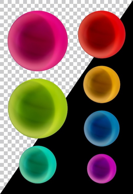 Set di sfere a forma rotonda in rendering 3d