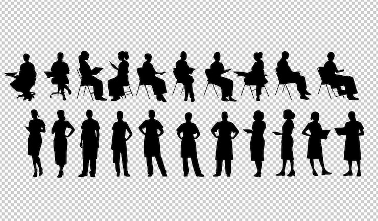 PSD set di silhouette di operatori sanitari png
