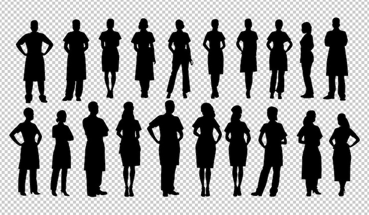 PSD set di silhouette di operatori sanitari png