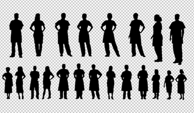 Set di silhouette di operatori sanitari PNG