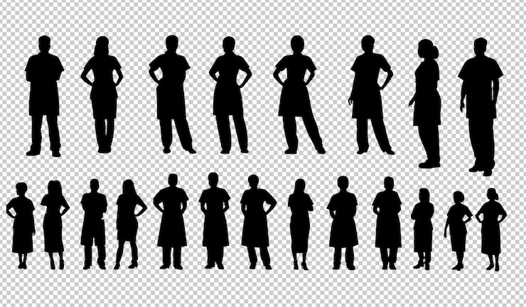 PSD set di silhouette di operatori sanitari png