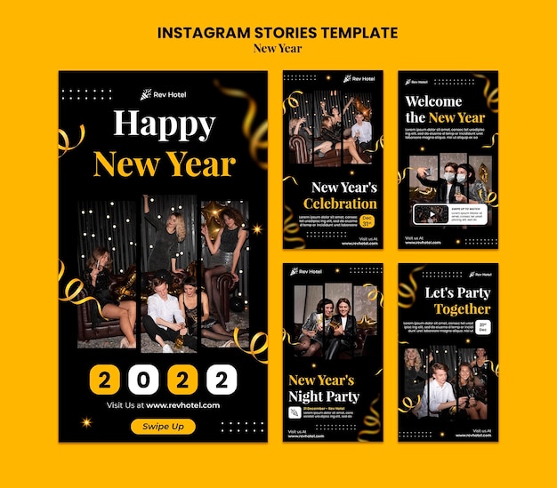Set di storie di Capodanno festivo ig