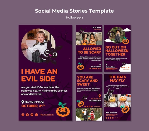 Set di storie sui social media di Halloween