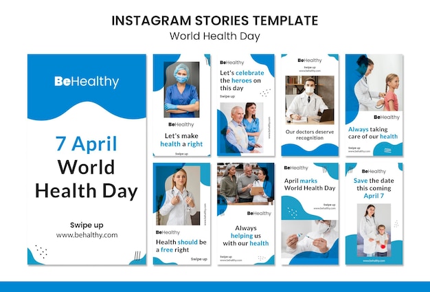 Set di storie sui social media per la giornata mondiale della salute