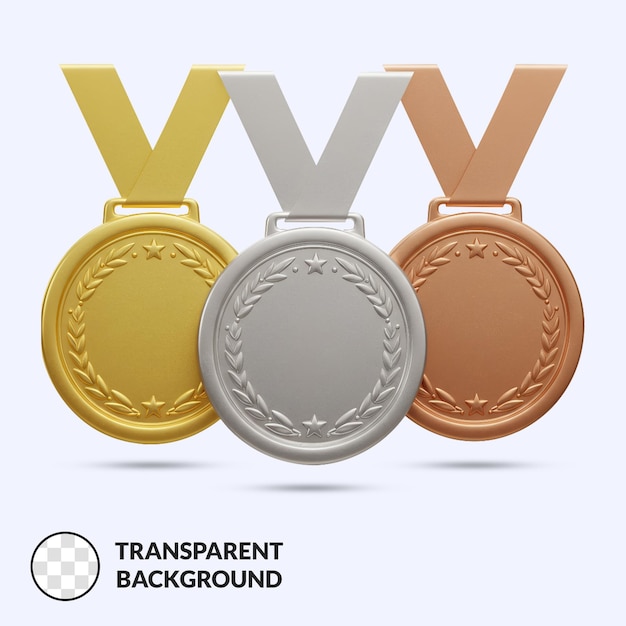 Set di tre medaglie d'oro, d'argento e di bronzo