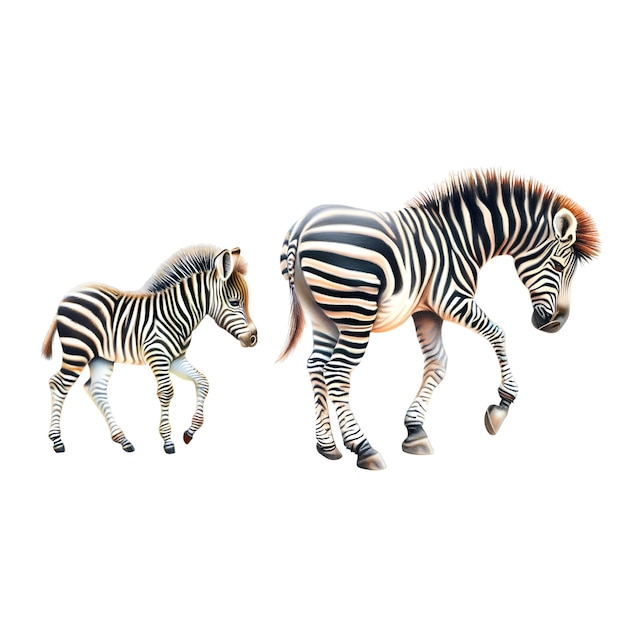 PSD set eines zebrababys mit zebra-zeichenstil