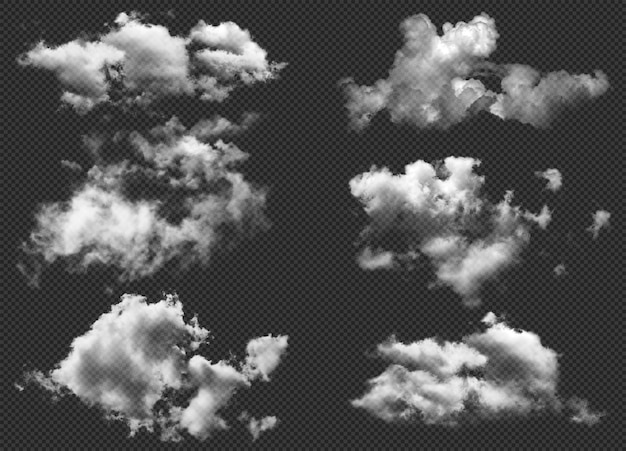 SET d'élément de nuage réaliste nuage transparent nuage ultra réaliste fichier PSD 300dpi