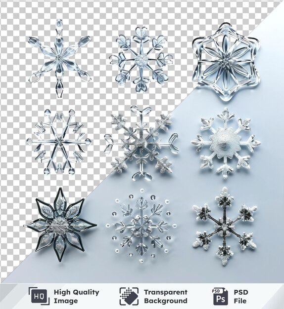 PSD set flocons de neige fichiers png et psd collection premium de haute qualité