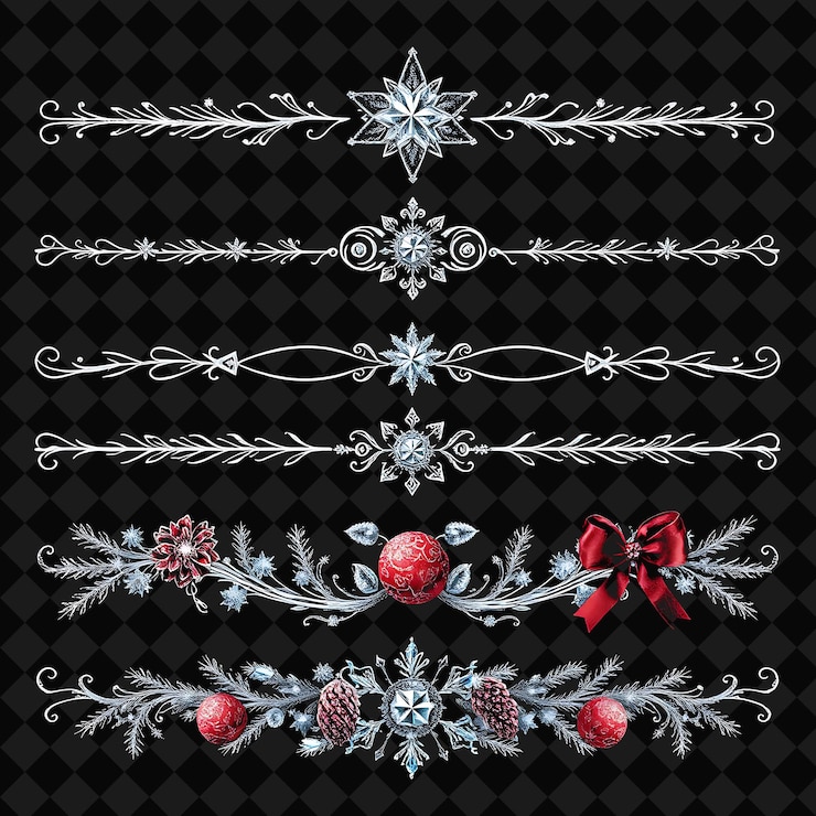 PSD set de icicles étoiles ornements et cônes de pin bleu glacé avec de l'argent glacé inspiré de renaissa