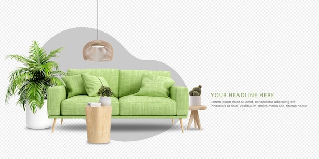 Set Innenmöbel in 3D-Rendering