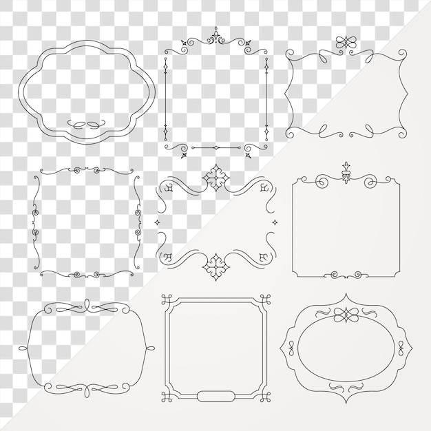 Set d'insignes de luxe PNG avec des fleurs ornementales vintage