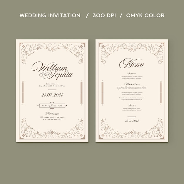 Set d'invitations de mariage minimum