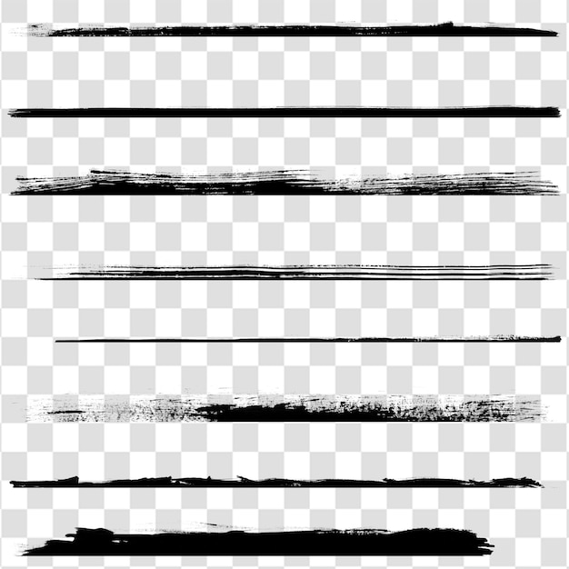 Set de lignes de marqueurs de coups de pinceau Grunge pour la conception numérique isolées sur un fond transparent
