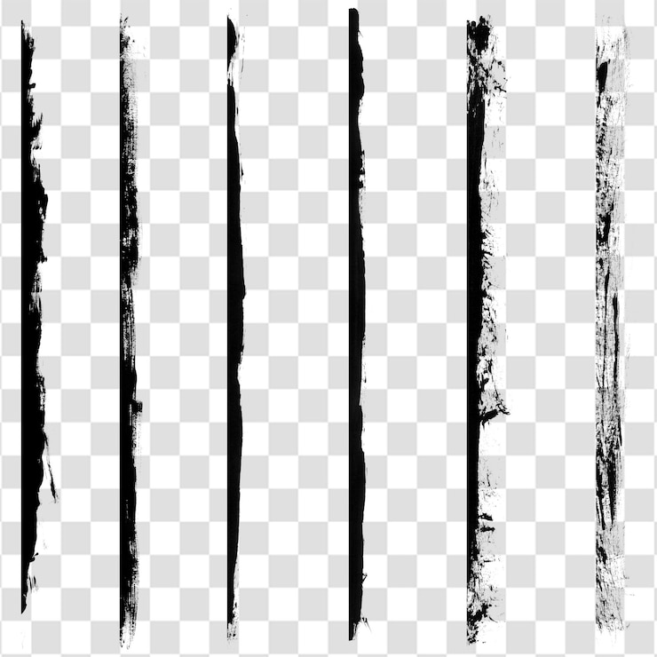 PSD set de marques de pinceau à l'encre noire et de lignes griffonnées pour les graphiques isolées sur un fond transparent